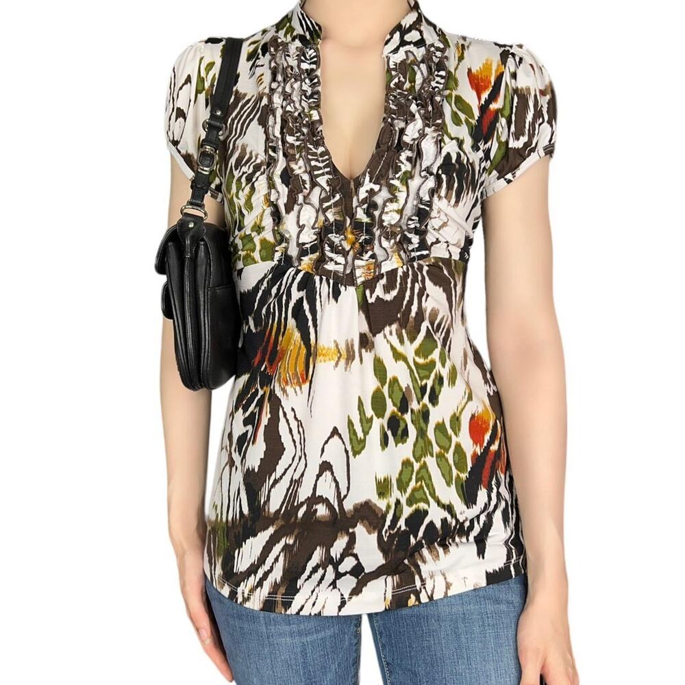 00s multi color babydoll top